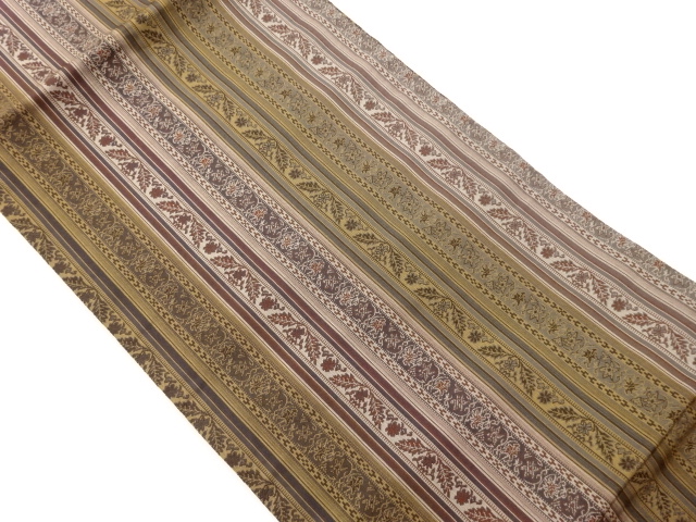 SALE!! JAPANESE KIMONO / NAGOYA OBI / WOVEN STRIPE & PLANT 