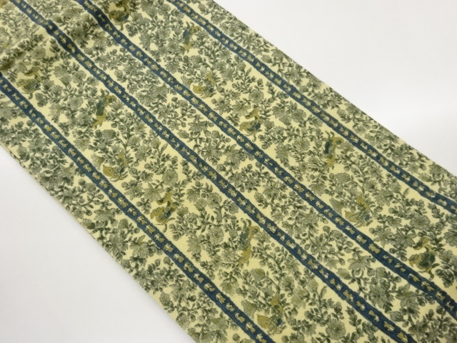 SALE!! JAPANESE KIMONO / NAGOYA OBI / JODAI TSUMUGI / FLOWER & PLANT