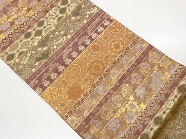 SALE!! JAPANESE KIMONO / NAGOYA OBI / WOVEN SHOKKOMON & BIRD 