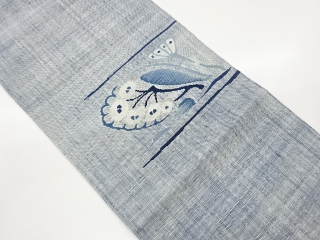 SALE!! JAPANESE KIMONO / NAGOYA OBI / MAWATA TSUMUGI / WOVEN ABSTRACT FLOWER 