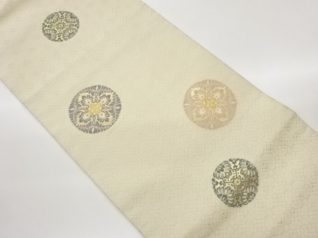 SALE!! JAPANESE KIMONO / NAGOYA OBI / WOVEN ROUNDEL CREST & SHIPPO 