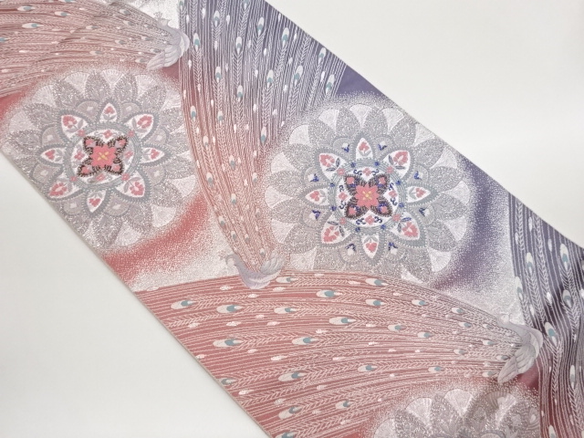 SALE!! JAPANESE KIMONO / FUKURO OBI / WOVEN PEACOCK & CREST 