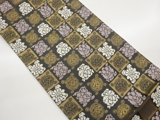 SALE!! JAPANESE KIMONO / FUKURO OBI / WOEN ICHIMATSU & CREST 