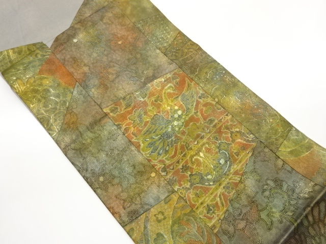 SALE!! JAPANESE KIMONO / FUKURO OBI / KINSAI / HIKIHAKU / ARABESQUE FLOWER 
