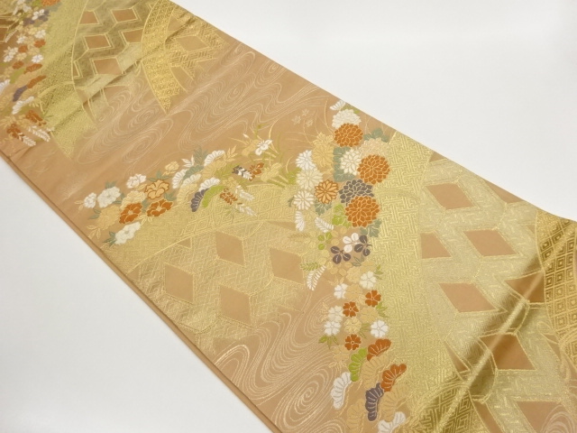 SALE!! JAPANESE KIMONO / FUKURO OBI / WOVEN FENCE & FLOWER 