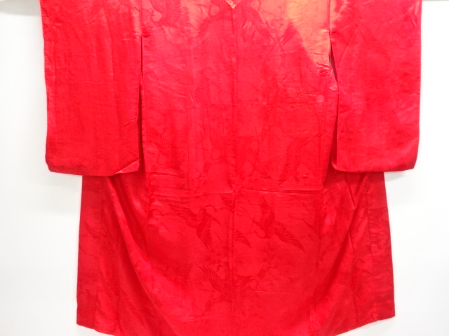 SALE!! JAPANESE KIMONO / ANTIQUE JUBAN / SILK / RINZU / WOVEN CRANES