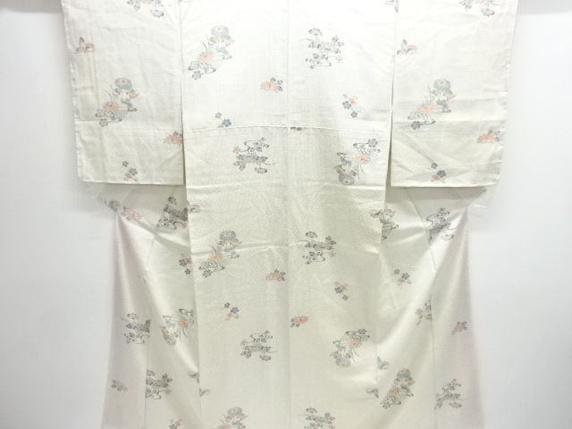 SALE!! JAPANESE KIMONO / KOMON / UNUSED / FLORAL PLANTS