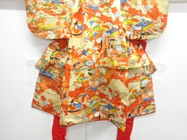 SALE!! JAPANESE KIMONO / ANTIQUE KIMONO / SILK / CARRIAGE & FLOWER