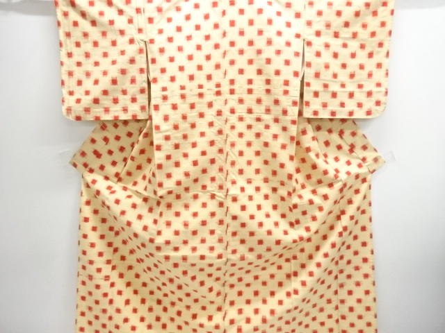SALE!! JAPANESE KIMONO / ANTIQUE HITOE KIMONO / SILK / TSUMUGI / WOVEN SQUARES