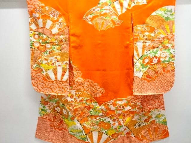 SALE!! JAPANESE KIMONO / KIMONO FOR KIDS / EMBROIDERY / FOLDING FAN & PEONY