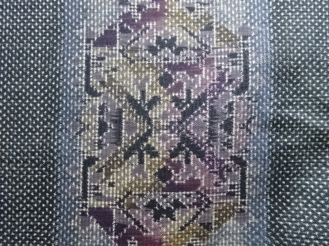 SALE!! JAPANESE KIMONO / ANTIQUE KIMONO / SILK / DORO OSHIMA TSUMUGI / WOVEN ABSTRACT FLOWERS
