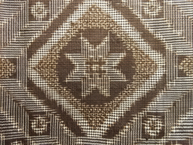 SALE!! JAPANESE KIMONO / ANTIQUE KIMONO / SILK / DORO OSHIMA TSUMUGI / WOVEN RHOMBUS & FLORAL CREST