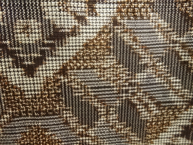 SALE!! JAPANESE KIMONO / ANTIQUE KIMONO / SILK / DORO OSHIMA TSUMUGI / WOVEN RHOMBUS & FLOWERS