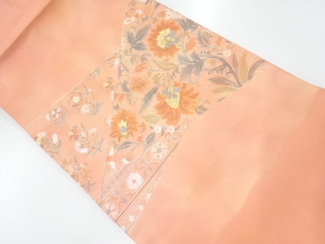 SALE!! JAPANESE KIMONO / NAGOYA OBI / EMBROIDERY / ARABESQUE FLOWER 