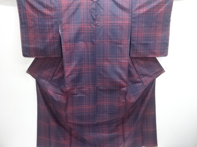 SALE!! JAPANESE KIMONO / OSHIMA TSUMUGI / WOVEN GRID 