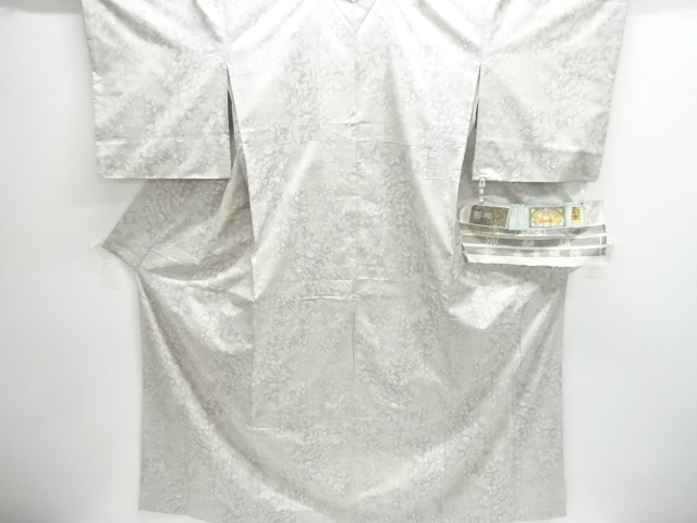 SALE!! JAPANESE KIMONO / WHITE OSHIMA TSUMUGI (7 maruki) / WOVEN PLANT 