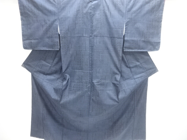 SALE!! JAPANESE KIMONO / UNUSED DORO OSHIMA TSUMUGI (5 maruki) / WOVEN GEOMETRIC PATTERN 