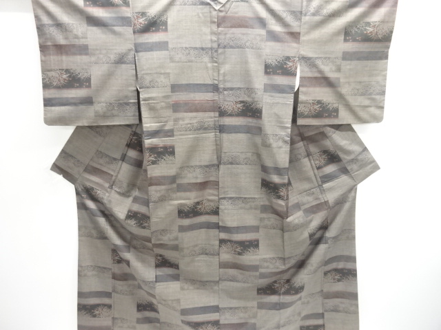 SALE!! JAPANESE KIMONO / DORO OSHIMA TSUMUGI (9 maruki) / WOVEN FLOWER & PLANT 