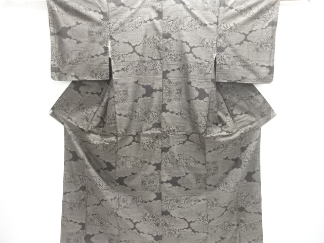 SALE!! JAPANESE KIMONO / DORO OSHIMA TSUMUGI / WOVEN ARABESQUE FLOWER 