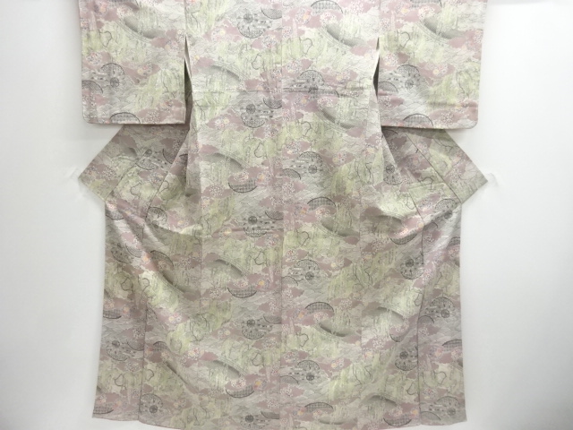 SALE!! JAPANESE KIMONO / KOMON / CHIRIMEN / BRIDGE & TREE