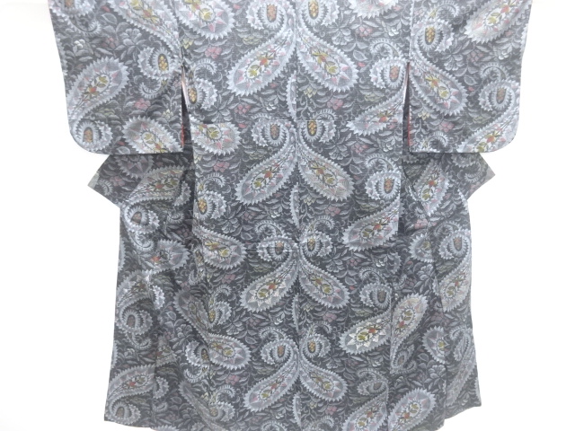 SALE!! JAPANESE KIMONO / ANTIQUE KIMONO / TAISHO ROMAN STYLE / WOVEN FLOWERS & ABSTRACT PATTERN