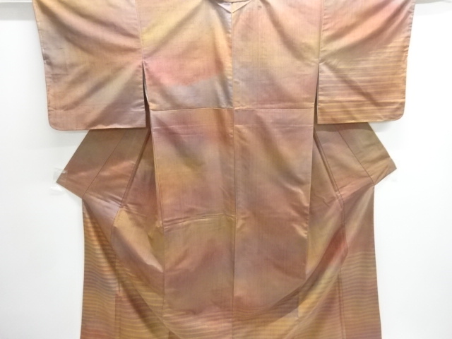 SALE!! JAPANESE KIMONO / UNUSED HOMONGI / TSUMUGI / WOVEN STRIPE 