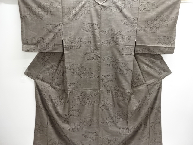 SALE!! JAPANESE KIMONO / DORO OSHIMA TSUMUGI (7 maruki) /  WOVEN FLOWER ICHIMATSU PATTERN 