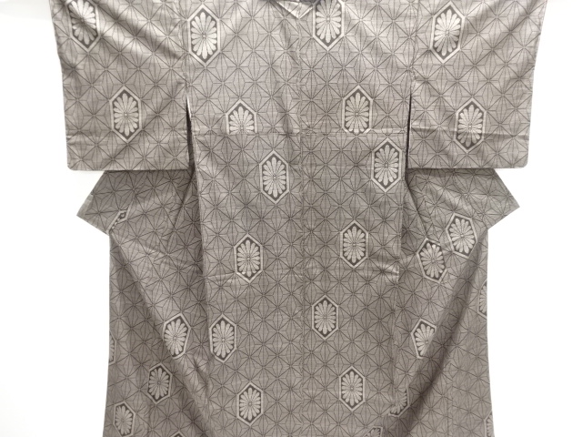 SALE!! JAPANESE KIMONO / UNUSED DORO OSHIMA TSUMUGI / WOVEN FLOWER KIKKO O