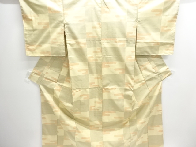 SALE!! JAPANESE KIMONO / OSHIMA TUSMUGI / WOVEN ICHIMATSU PATTERN 