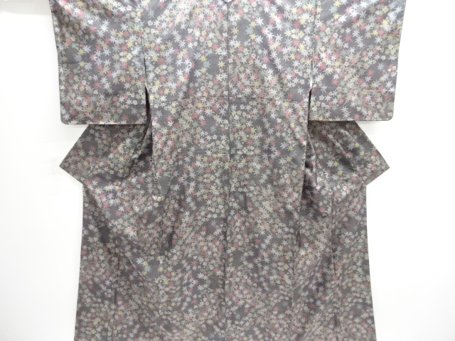 SALE!! JAPANESE KIMONO / DORO OSHIMA TSUMUGI (5 maruki) / WOVEN UME & MAPLE 