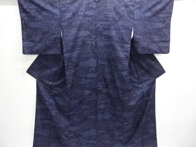 SALE!! JAPANESE KIMONO / YUKI TSUMUGI / ISHIGE / WOVEN FLOWER 