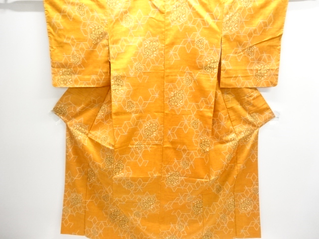 SALE!! JAPANESE KIMONO / UNUSED TSUMUGI / ASANOHA & FLOWER 