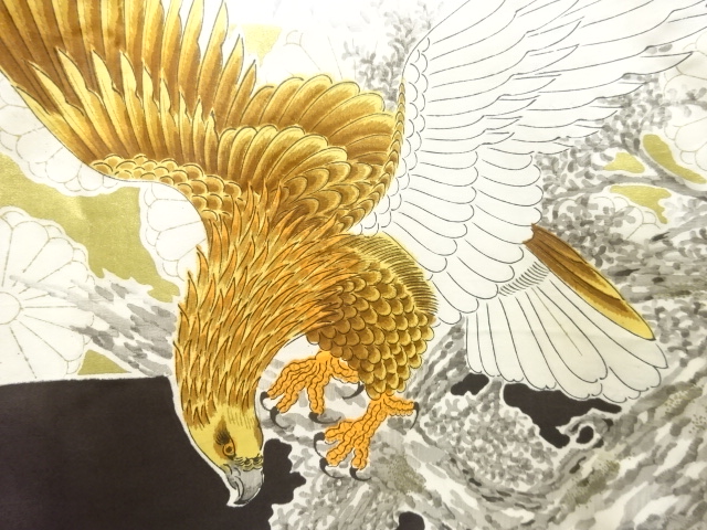 SALE!! JAPANESE KIMONO / ANTIQUE BOYS KIMONO / PINE / EAGLE / MOUNT FUJI PATT