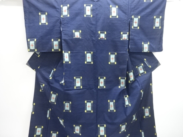 SALE!! JAPANESE KIMONO / TSUMUGI / WOVEN ABSTRACT PATTERN 