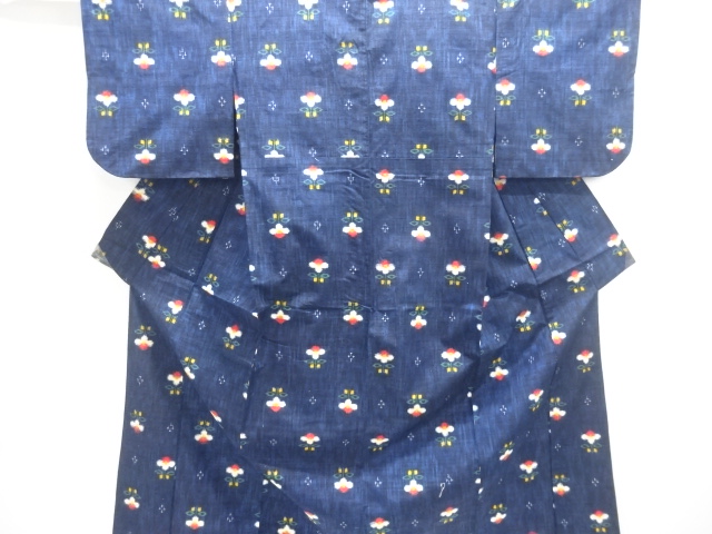 SALE!! JAPANESE KIMONO / TSUMUGI / WOVEN FLOWER 