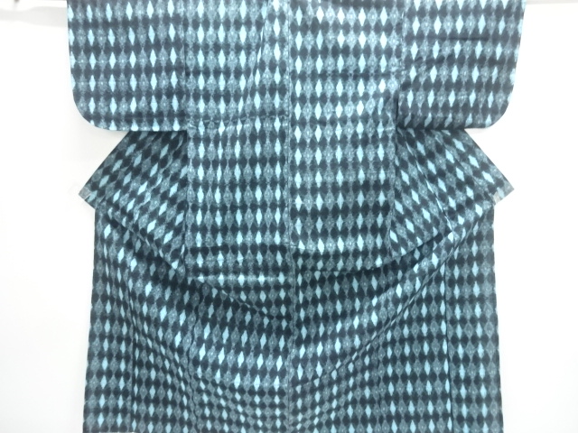 SALE!! JAPANESE KIMONO / ANTIQUE HITOE KIMONO / COTTON / BINGO KASURI / RHOMBUS