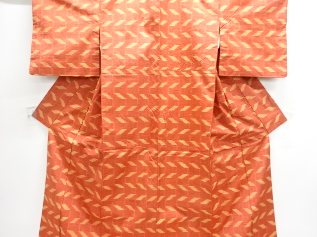 SALE!! JAPANESE KIMONO / TSUMUGI / WOVEN GEOMETRIC PATTERN 