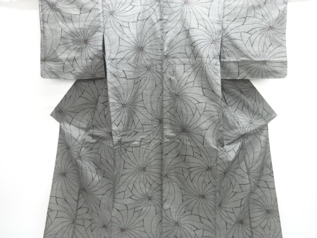 SALE!! JAPANESE KIMONO / HITOE TSUMUGI / WOVEN FLOWER 