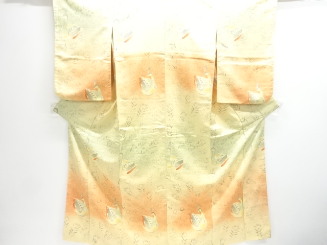 SALE!! JAPANESE KIMONO / ANTIQUE PEACOCK PATTERN TSUMUGI KIMONO