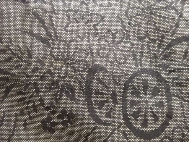SALE!! JAPANESE KIMONO / ANTIQUE HANAGURUMA PATTERN OSHIDASHI DORO OSHIMA TSU