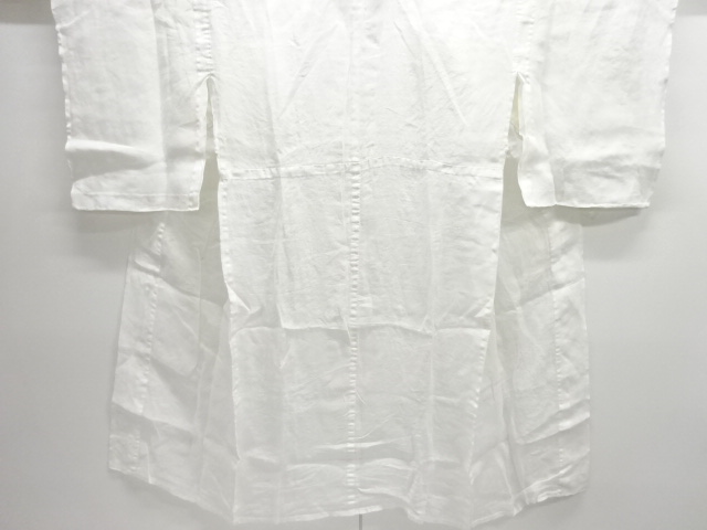SALE!! JAPANESE KIMONO / ANTIQUE PURE LINEN OPENWORK WEAVE FLORAL PATTERN JUB