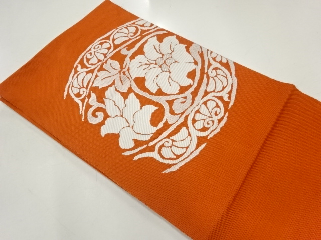 SALE!! JAPANESE KIMONO / NAGOYA OBI / WOVEN ARABESQUE FLOWER