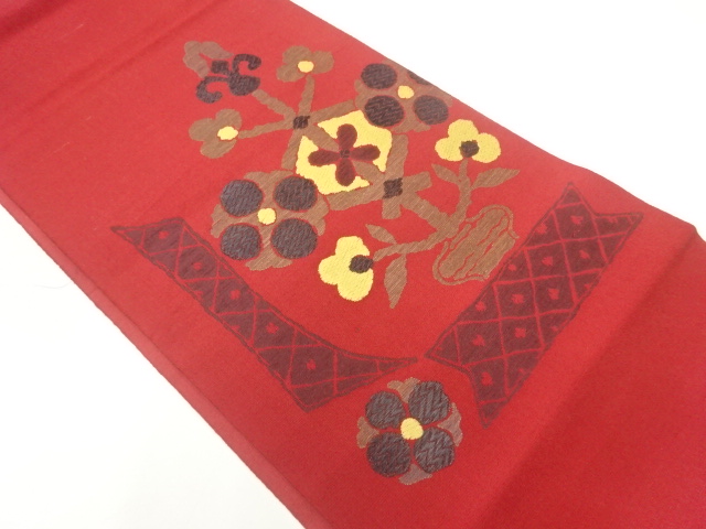 SALE!! JAPANESE KIMONO / NAGOYA OBI / WOVEN FLOWER