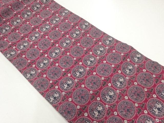 SALE!! JAPANESE KIMONO / NAGOYA OBI / WOVEN ROUNDEL CREST & TIGER 