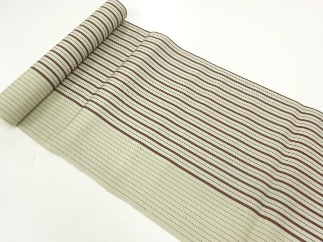 JAPANESE KIMONO / ANTIQUE CHIKUZEN HAKATA STRIPED WOVEN 8-SUN OBI FABR