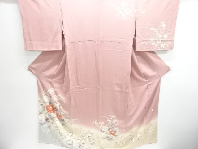 SALE!! JAPANESE KIMONO / HOMONGI / PEONY & FENCE / ARTIST WORK 
