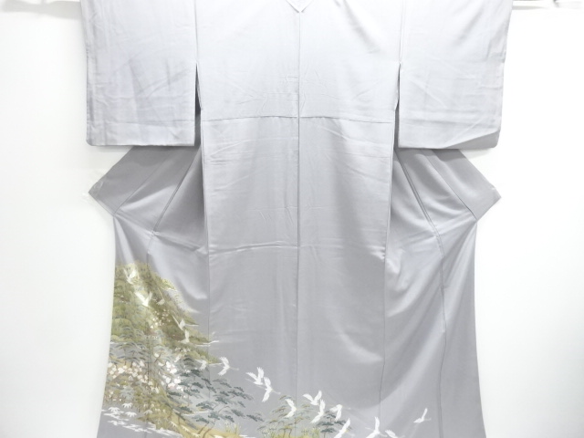 SALE!! JAPANESE KIMONO / IRO-TOMESODE / CRANE & SHOCHKUBAI 