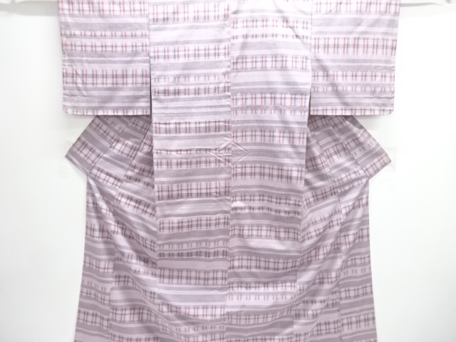 SALE!! JAPANESE KIMONO / UNUSED GEOMETRIC PATTERN WOVEN TSUMUGI KIMONO