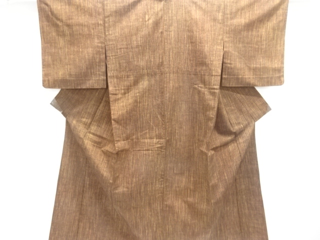 SALE!! JAPANESE KIMONO / ANTIQUE RAIN-STRIPE PATTERN WOVEN TSUMUGIHITOE KIMON