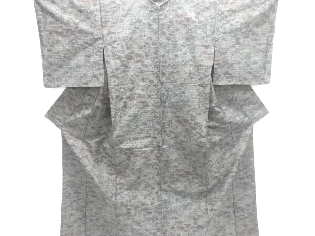 SALE!! JAPANESE KIMONO / UNUSED HITOE TSUMUGI / WOVEN FLOWER & PLANT 